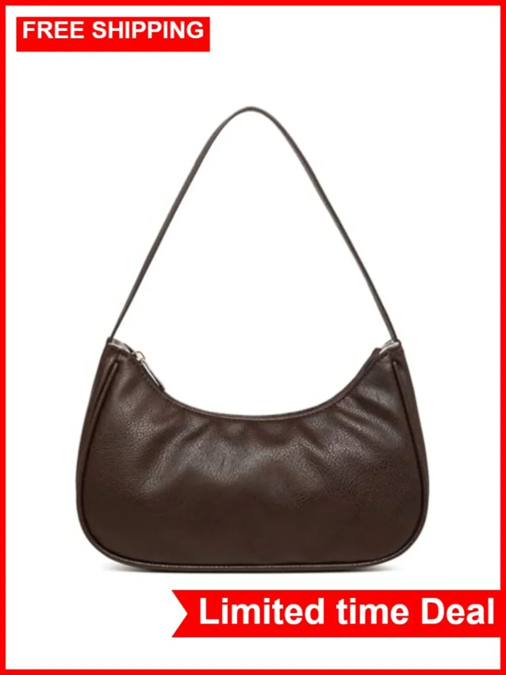 Vegan Leather Hobo Sling Tote Handbag Retro Clutch Purse with Zipper Closure